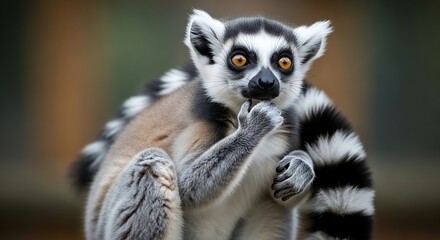 Obraz premium Ringtailed Lemur Portrait with Zoo.