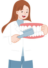 cute dentist explaining about oral care and hygine
