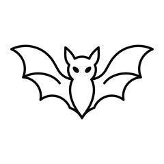 Bat vector icon. Black outline silhouette symbol for Halloween, night, horror, and spooky design themes.