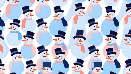 Winter High-End Textile Studio Seamless Pattern / Snowman Parade