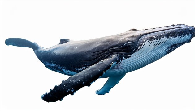 majestic humpback whale swimming in ocean depths nature underwater isolated on white background