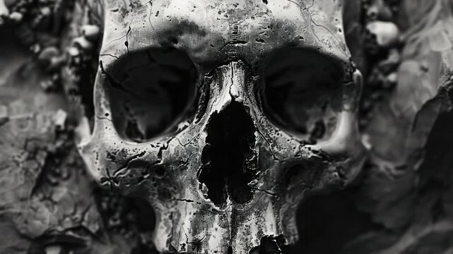  human skull in black and white, great for illustrating topics about mortality, death, or the macabre