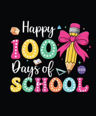 Happy 100 Days of School Colorful Celebration Design with Fun Typography