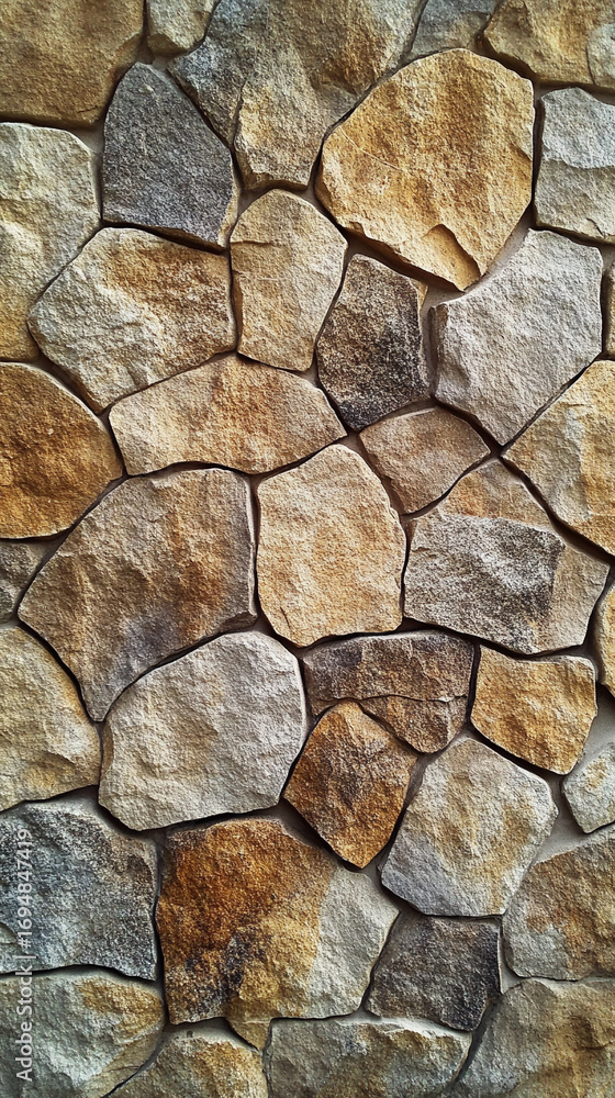 Poster beige and brown stone wall texture with geometric pattern featuring natural stone surfaces and subtl