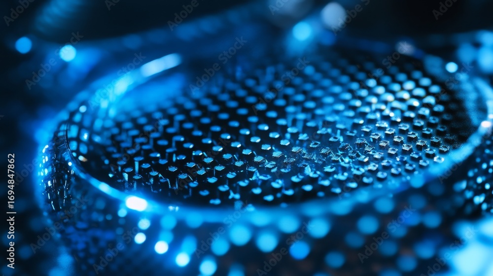 Poster exploring semiconductor nano circuits modern technology lab closeup photography futuristic environme