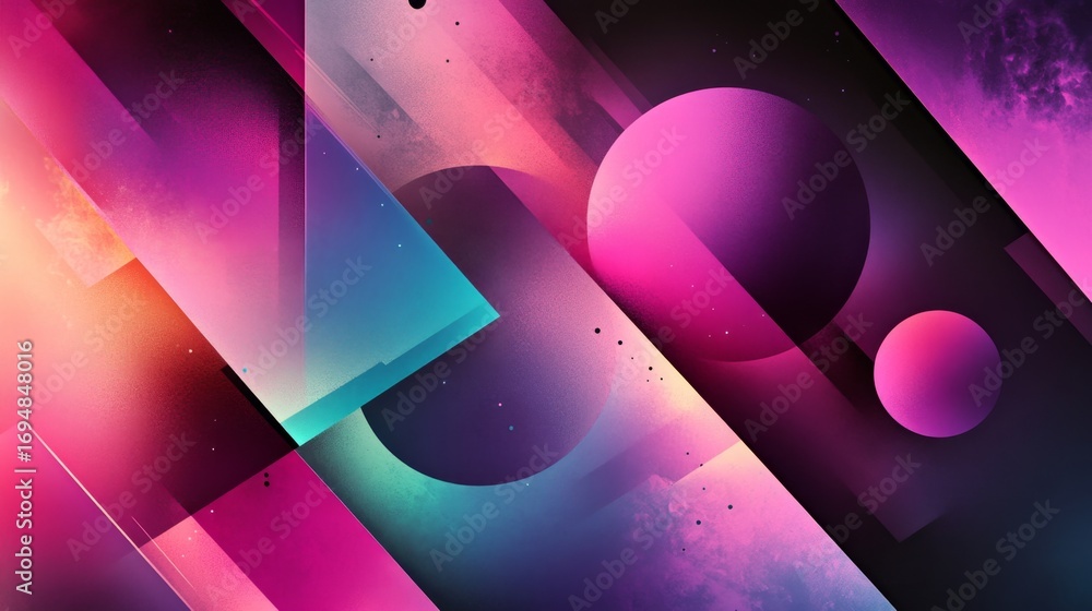 Poster exploring futuristic overlapping geometric poly designs in digital art studio abstract visualization