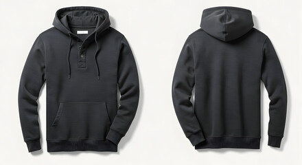 Front and Back Dark Gray Hooded Sweatshirt Mockup