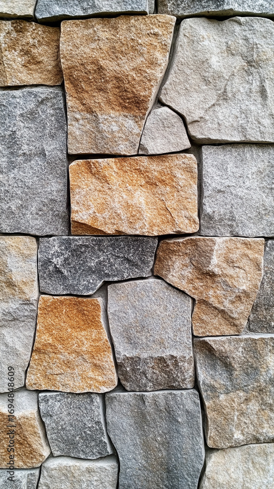 Poster beige and brown stone wall texture with geometric pattern featuring natural stone surfaces and subtl