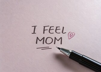 I Feel Mom Handwritten on Muted Pink Background