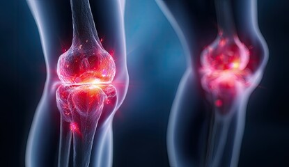 3D medical illustration of inflamed knees