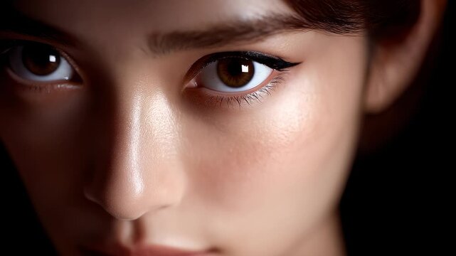 Close-up of a woman's eyes with delicate makeup