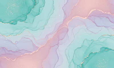 Iridescent Metallic Watercolor Abstract Background in Pastel Tones