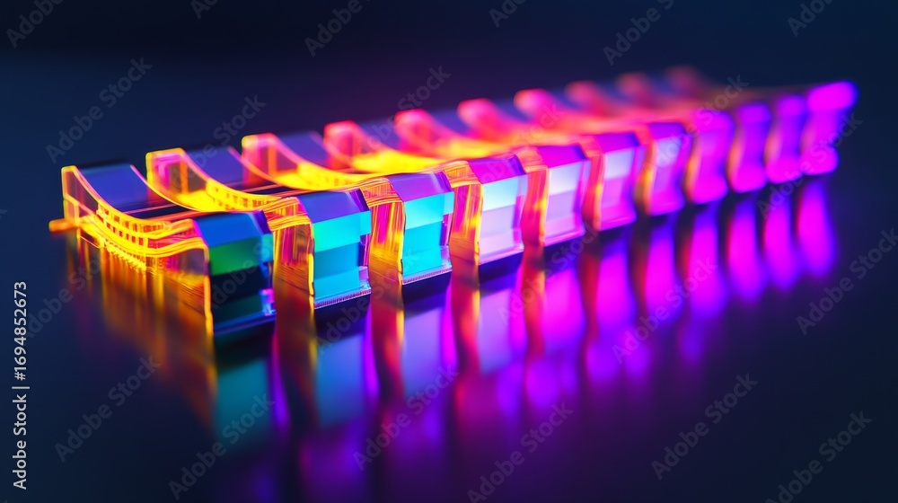 Poster exploring semiconductor nanotechnology high-resolution close-up of nanostructures in a controlled en