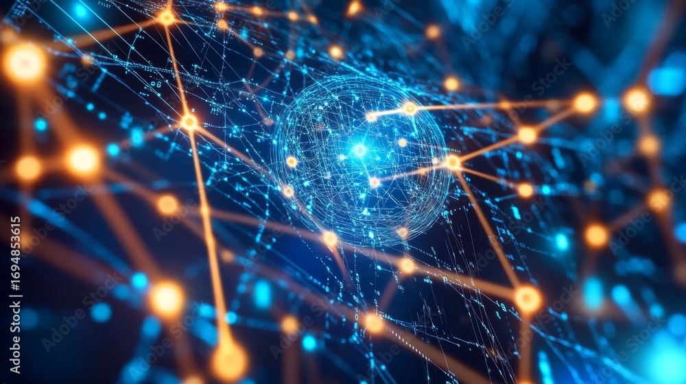 Aufkleber exploring the high-tech cyberspace environment a glowing network of digital connections