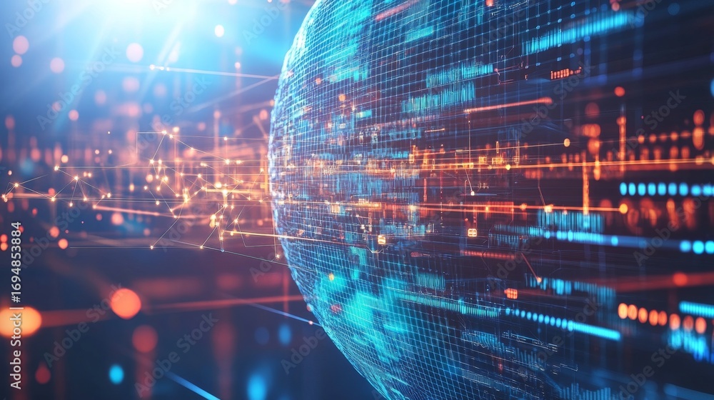 Poster exploring dynamic interactions in a high-tech cyberspace world a futuristic digital environment from