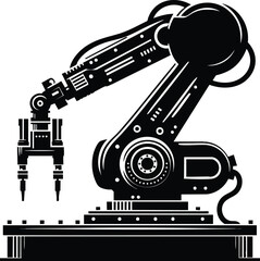 Manufacturing robot arm silhouette vector illustration isolated on a white background