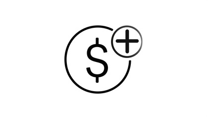 Simple icon of a dollar sign encircled with a plus sign