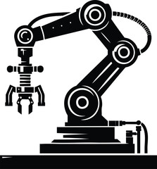 Manufacturing robot arm silhouette vector illustration isolated on a white background