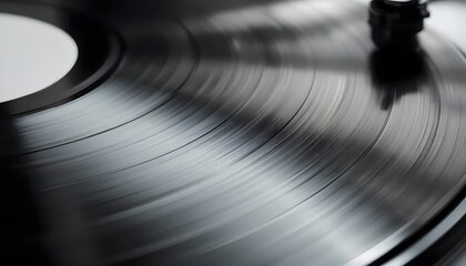 Shiny vinyl record surface with visible grooves