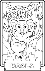 cute koala, educational coloring book for kids