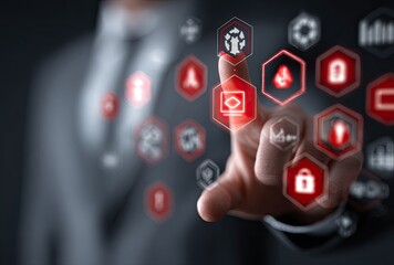 Businessman interacting with a digital interface (1)
