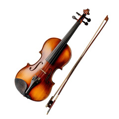 Fototapeta premium A beautiful violin with a bow isolated on transparent background.
