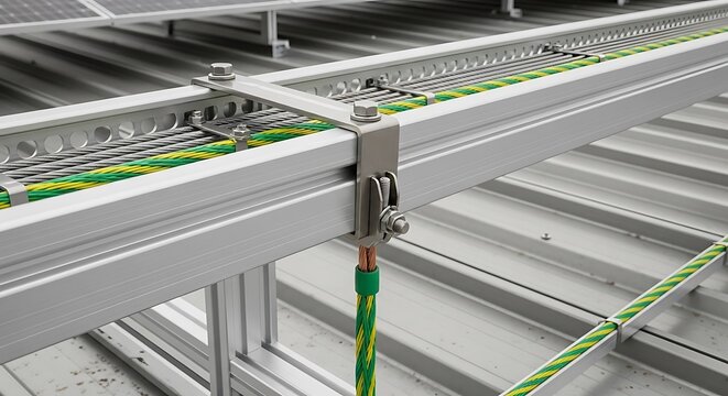 Solar Panel Grounding System Closeup.