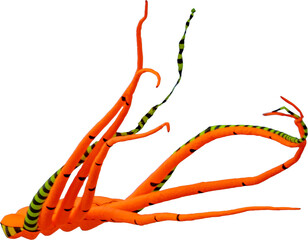 Orange octopus kite flying in the blue sky