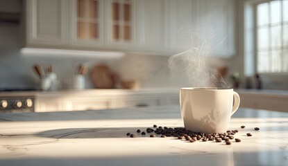 Cozy kitchen scene with coffee