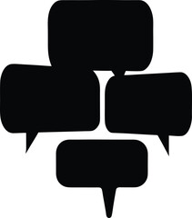 Overlapping Black Speech Bubbles Isolated on White Background for Communication