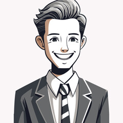 black and white line art character reference of a joyful