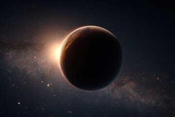 Obraz premium A planet bathed in sunrise