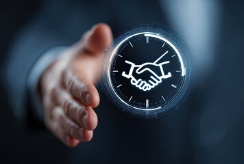 Business handshaking clock interface