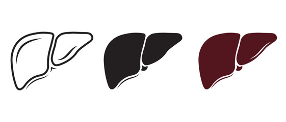 Human liver icon set isolated on white background. Collection of body and medical vector icon silhouette for stock. Vector Illustration Logo .