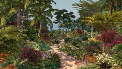 Lush tropical garden path (5)