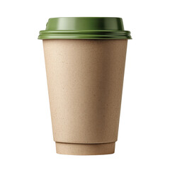 Kraft paper coffee cup with green lid isolated on a transparent background image