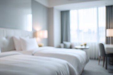 Blurry hotel room interior