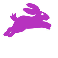 Dynamic purple rabbit leaps with energy and joy, symbolizing freedom and playful spirit