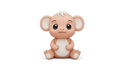 Fototapeta premium Baby Monkey Cartoon Illustration - Cute Primate Animal Drawing for Kids and Stickers 
