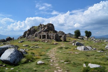 Ancient ruins on a rocky hilltop