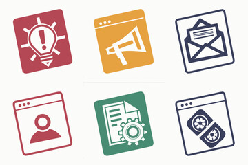 Vector art of colorful vector illustration of web icons