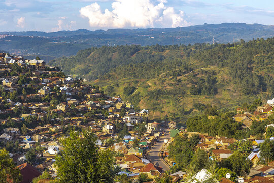 Houses in Bukavu, DRC with Rwanda in the background