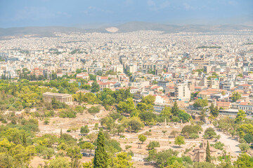 Vue panoramique d'Athènes depuis l'Acropole. 