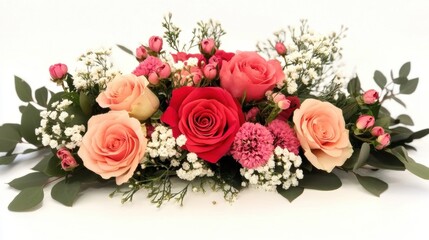 Colorful flower arrangement featuring roses and greenery for decoration
