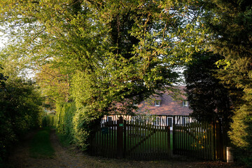 House and path in Le Mesnil en Ouche, Eure, France