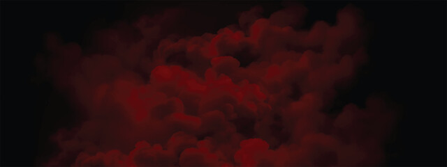 Swirling dense smoke in crimson tones creating ominous spooky atmosphere