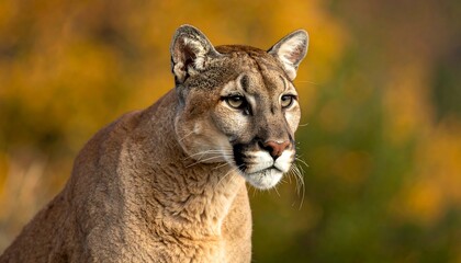 Naklejka premium Cougar portrait in autumnal backdrop
