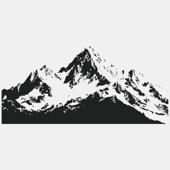 Mountain Silhouette Sign Vintage Retro Isolated Black Icon Symbol Design