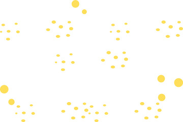 Scattered golden dots on transparent background forming abstract patterns isolated