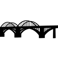 Obraz premium A strong, symmetrical silhouette of a multi-arch bridge spans the scene, showcasing its impressive structure and design elements.